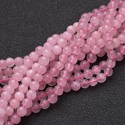 Pink Природного розового кварца нитей бисера, круглые, 4 мм, отверстие : 0.8 мм, около 85~90 шт / нитка, 15~16 дюйм