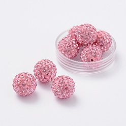 Розовый Pave disco бусины, Бусины со стразами, полимерная глина , класс А, светло-розовый, С. 15 (2.1~2.2 мм), 14 мм, отверстие : 2 мм