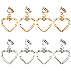 (52) Непрозрачная лаванда 4 пары 2 цветные серьги-клипсы из железного сплава, полые сердца, разноцветные, 40x27 мм, 2 пары / цвет