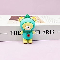 Бирюза Пластиковые подвески из пвх, медведь, бирюзовые, 50 мм