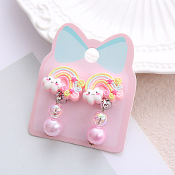 Радуга Клипсы из пластика для детей, платина, радуга, 40x15 мм