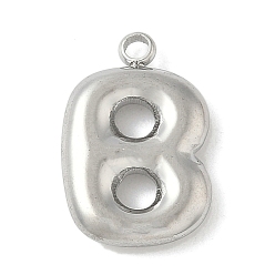 Letter B 304 начальные подвески из нержавеющей стали, цвет нержавеющей стали, В письме, 16~18x6~18x3 мм, отверстие : 1.8 мм