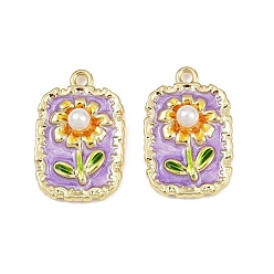 Rectangle Подвески из эмали и сплава, с абс пластмассовыми шариками, стойки покрытие, без кадмия и без свинца, золотые, прямоугольные, 24x16x6 мм, отверстие : 1.8 мм