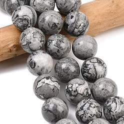 Камень Карты Натуральная карта каменные бусы пряди, круглые, 16~16.5 мм, отверстие : 1.6 мм, около 24~25 шт / нитка, 15.35~15.94 дюйм (39~40.5 см)