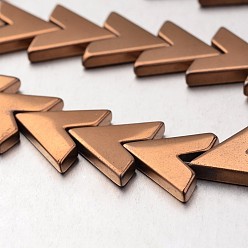 с Покрытием Меди Гальванизировать немагнитных синтетический гематит нитей бисера, Буква V, с медным покрытием, 16x17x3 мм, отверстие : 1 мм, около 35 шт / нитка, 15.7 дюйм