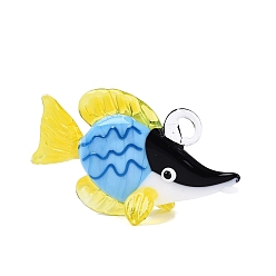 Светло-Голубой Большие подвески, лэмпворк, ручная работа , рыбы прелести, Небесно-голубой, 32~38x50~60x18~23 мм, отверстие : 4~5.5 мм