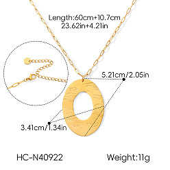 Oval 304 Подвески-колье из нержавеющей стали с геометрическим рисунком, золотые, овальные, 23.62 дюйм (60 см)