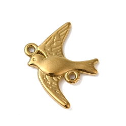 Настоящее золото 18K Ионное покрытие (IP) 304 подвески для разъемов «птичьи звенья» из нержавеющей стали, реальный 18 k позолоченный, 22x18x2 мм, отверстие : 1.2 мм