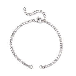 Нержавеющая Сталь Цвет 3мм 304 изготовление браслета из витой цепи из нержавеющей стали, не тускнеет, цвет нержавеющей стали, 6-5/8 дюйм (16.9 см)