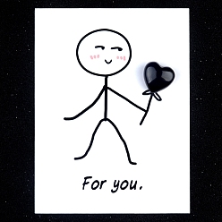 Обсидиан Украшения из натурального обсидиана в виде сердца, с бумажными карточками, фигурка для украшения дома, энергетический камень рейки для исцеления, 15 мм