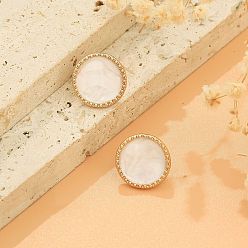 Золотой Сплав эмаль серьги, плоско-круглые, золотые, 16 мм