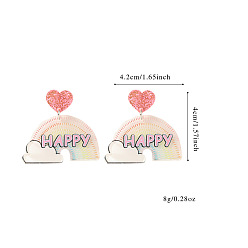 Радуга Акриловые серьги-гвоздики «обратно в школу», платина, радуга, 42x40 мм