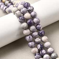 Другие Джасперы Нити бусин из натуральной фиолетовой яшмы в полоску, круглые, класса AB, 8 мм, отверстие : 1.4 мм, около 47~49 шт / нитка, 14.84''~15.83'' (37.7~40.2 см)