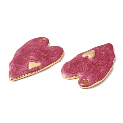 Dark Red 304 Stainless Steel Enamel Pendants, Real 18K Gold Plated, Heart Charm, Dark Red, 36x24x2.5mm, Hole: 2.5mm