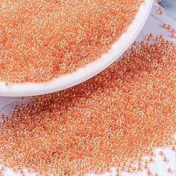 (RR236) Orange Lined Crystal Миюки круглые бусины рокайль, японский бисер, 15/0, (rr 236) кристалл с оранжевой окантовкой, 1.5 мм, отверстие : 0.7 мм, Около 5555 шт / 10 г