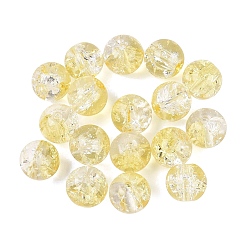 Yellow Transparent Spray Painting Crackle Glass Beads, Round, Yellow, 8mm, Hole: 1.6mm, 300pcs/bag