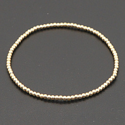 Золотой Латунные круглые бусины, эластичные украшения для женщин, золотые, 6.50 дюйм (16.5 см) ~ 6.89 дюйм (17.5 см)