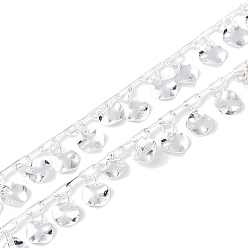 Серебро Латунные плоские круглые цепи ручной работы, для ожерелья браслеты решений, долговечный, пайки, с катушкой, плоско-круглые, серебряные, 6x6x1 мм, около 16.40 футов (5 м) / рулон