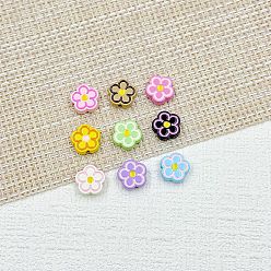Цветок Бусины из сплава эмали для выпечки, разноцветные, цветок, 11.5x12x4 мм, отверстие : 1.6 мм, 9 шт / комплект