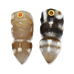 Верблюжий Природных бисера агат, окрашенная и подогревом, резные бусины в виде черепа, верблюжие, 27x12x11.5 мм, отверстие : 1.1 мм