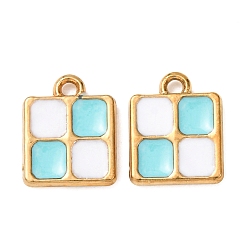 Бирюза 304 подвески из нержавеющей стали, с эмалью, ионное покрытие (ip), реальный 18 k позолоченный, тартановые подвески, бирюзовые, 13x10.5x2 мм, отверстие : 2 мм