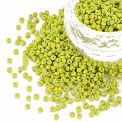 Шампанско-Желтый 12/0 двухцветный непрозрачный стеклянный бисер, непрозрачных цветов просачиваться, круглое отверстие, колонка, шампанское желтый, 2~2.5x1.5~2 мм, отверстие : 0.7 мм, около 450 г / фунт