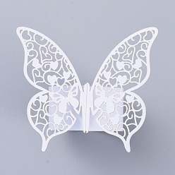 White Butterfly Paper Napkin Rings, for Weddings Party Serviette Table Decoration, White, 6.7x21.3x0.03cm, Roll: 4.5cm