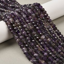 Аметист Природный аметист нитей бисера, граненые, рондель, 6x4~5 мм, отверстие : 0.8 мм, около 86~94 шт / нитка, 14.96~15.35'' (38~39 см)