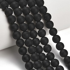 Black Onyx Нити из натурального бразильского черного оникса (окрашенного и подвергнутого термической обработке)., класс А, матовые, гладкий круглый, 8~8.5 мм, отверстие : 1.8~2 мм, около 48 шт / нитка, 14.96'' (38 см)