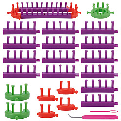 Pourpre Métier à tricoter en plastique, Kit d'outils pour nœuds de macramé avec pinces et boucles, pourpre, 90x14x38mm