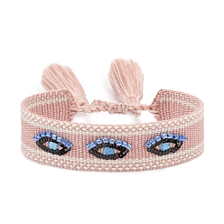 Pink Браслеты из полиэфирного шнура на тему Дня святого Валентина, с кисточкой, розовые, внутренний диаметр: 2-3/8 дюйм (6 см)