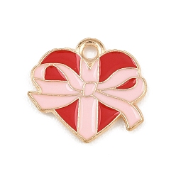 Сердце Подвески из сплава с эмалью ко дню святого валентина, золотой свет, сердце, 14.5x16x1.5 мм, отверстие : 1.6 мм