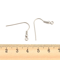 Stainless Steel Color 304 Stainless Steel Earring Hooks, with Horizontal Loop, Stainless Steel Color, 21x21x3mm, Hole: 2mm, 20 Gauge, Pin: 0.8mm