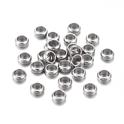 Stainless Steel Color 201 Stainless Steel Spacer Beads, Rondelle, Stainless Steel Color, 3x1mm, Hole: 2mm