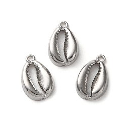 Нержавеющая Сталь Цвет 304 прелести нержавеющей стали, шарм в форме ракушки, анти-тускнение, цвет нержавеющей стали, 14x8.5x3 мм, отверстие : 1.2 мм