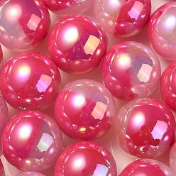 Светло-Вишневый УФ-покрытие радужные переливающиеся непрозрачные акриловые бусины, два тона, круглые, светло-вишневый, 17.5 мм, отверстие : 2.7 мм