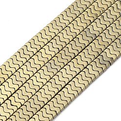 Светло-Золотое Покрытие Гальванические нити из синтетических немагнитных гематитовых бусин, форма волны, свет позолоченные, 6x2.5~3x2 мм, отверстие : 0.5 мм, около 232~235 шт / нитка, 15.63~15.75'' (39.7~40 см)