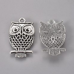 Античное Серебро Настройки сплава сова кулон горный хрусталь эмаль тибетский стиль, без кадмия, без никеля и без свинца, античное серебро, 32x19x2 мм, отверстие : 3 мм , пригодный для стразов 3 мм