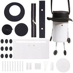Black PU Leather Shoulder Bag Making Kits, for DIY Purse Wallet Knitting Crochet Bag, Black, 30x21x1.5mm