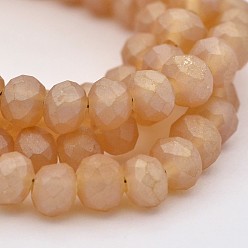 Сэнди Коричневый Полная радужная граненая нить стеклянных бусин рондель, матовые, песчаный коричневый, 4x3 мм, отверстие : 1 мм, около 108 шт / нитка, 15 дюйм