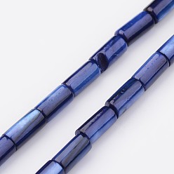 Blue Natural Shell Bead Strands, Dyed, Column, Blue, 8x4mm, Hole: 0.5mm, about 50pcs/strand, 15.7 inch