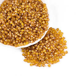 (932FM) Темно-синий аква-матовый с подкладкой Краска для выпечки пикассо стеклянные бусины, двухконусные, темно-золотистые, 4~4.5x3.5~4 мм, отверстие : 0.9~1.2 мм, Около 6165 шт / фунт