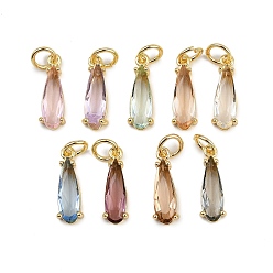 (52) Непрозрачная лаванда Латунные микро проложить кубического циркония подвески, слезинки, долговечный, без кадмия и без свинца, стойки покрытие, золотые, с целью перехода в кольце, разноцветные, 15x5x3.5 мм, отверстие : 3 мм