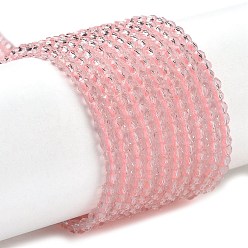 Pink Прозрачные стеклянные бусины, граненые круглые, розовые, 2.3x2 мм, отверстие : 0.8 мм, около 145~150 шт / нитка, 34~35 см