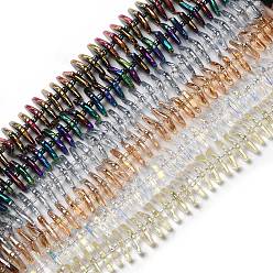 (52) Непрозрачная лаванда Стеклянные бусины с гальваническим покрытием , треугольные, разноцветные, 9x15.5~16x2.8~3 мм, отверстие : 1 мм, около 119~131 шт / нитка, 24.21''~24.41'' (61.5~62 см)
