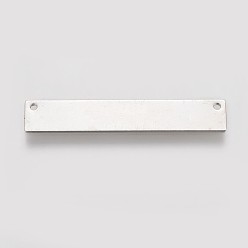 Silver Brass Pendants, Stamping Blank Tag, Rectangle, Silver, 6x35x0.8mm, Hole: 1mm