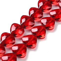 FireBrick Baking Paint Glass Beads Strands, Heart, FireBrick, 11~11.5x13x7mm, Hole: 1mm, about 55pcs/strand, 25.12''(63.8cm)