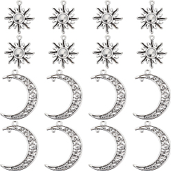Античное Серебро 60 шт 2 подвески из сплава в тибетском стиле, подвески солнечного затмения, без свинца и без кадмия, Вс & луна, античное серебро, 28.5~41x23~30x1.5~2 мм, отверстие : 1~2 мм, около 30 шт. / стиль
