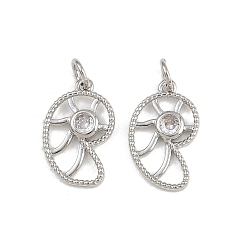 Другие Латунные микро проложить кубического циркония подвески, с целью перехода в кольце, стойки покрытие, долговечный, без свинца и без кадмия, платина, форма раковины, 17x10.5x2 мм, отверстие : 3 мм