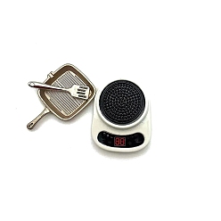 Белый Сплав мини имитация электроплиты украшение, для аксессуаров для кукольного домика, притворяясь опорными украшениями, белые, 37x30x12 мм